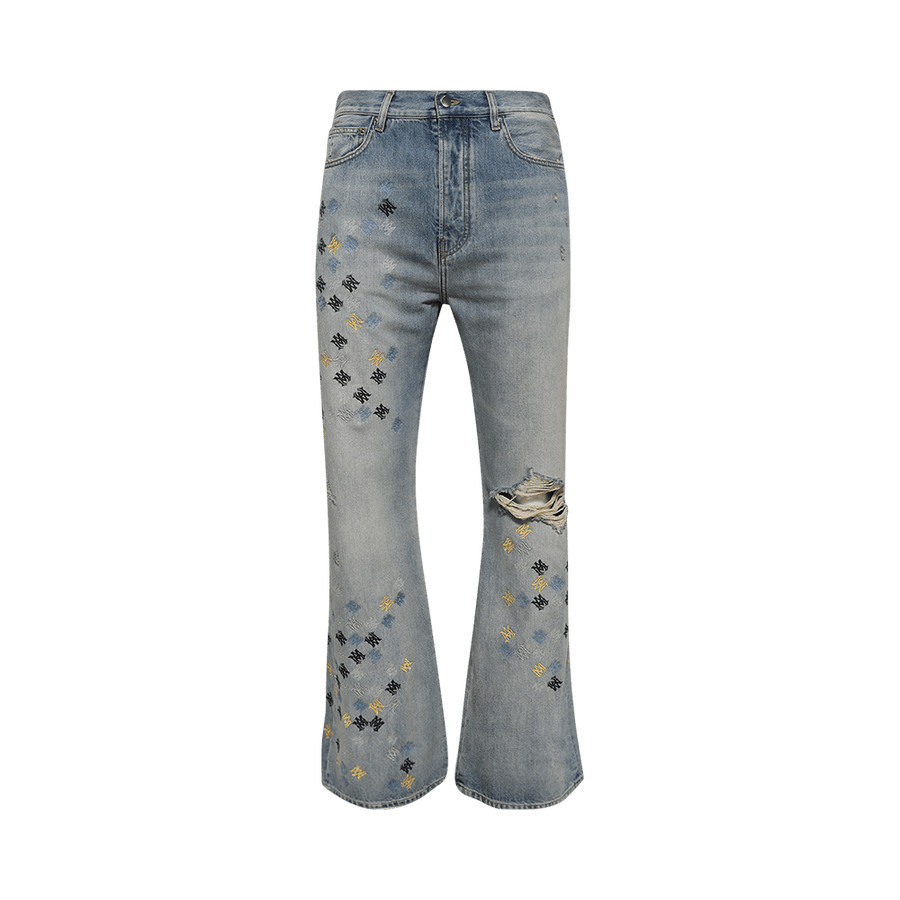 Amiri MA Quad Embroidered Flare Jeans Antique Indigo