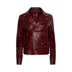 Gucci Leather Biker Jacket Rosso Ancora Red