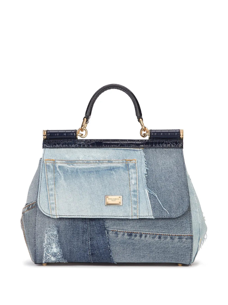 large Sicily patchwork denim shoulder bag
