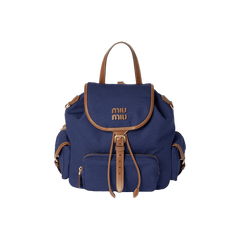 Miu Miu Canvas Backpack Cornflower Blue/Brandy
