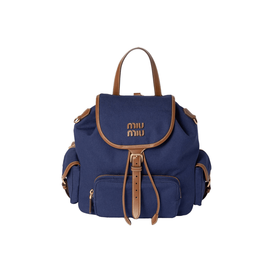 Miu Miu Canvas Backpack Cornflower Blue/Brandy