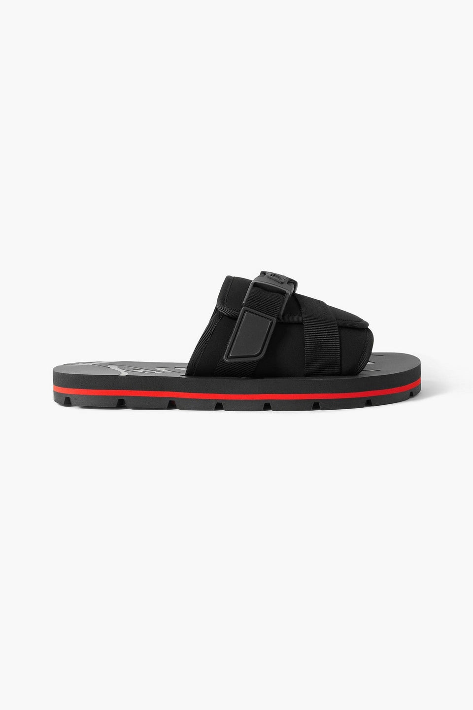 Christian Louboutin Siwa Buckled Grosgrain-Trimmed Neoprene Slides Black