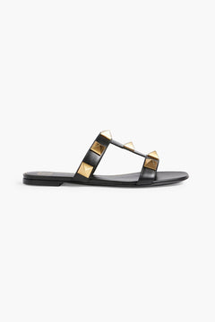 Valentino Garavani Roman Stud Leather Sandals Black Women's