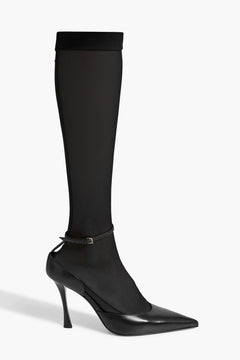 Givenchy Show Stocking Leather Pumps And Socks Set Black Women's