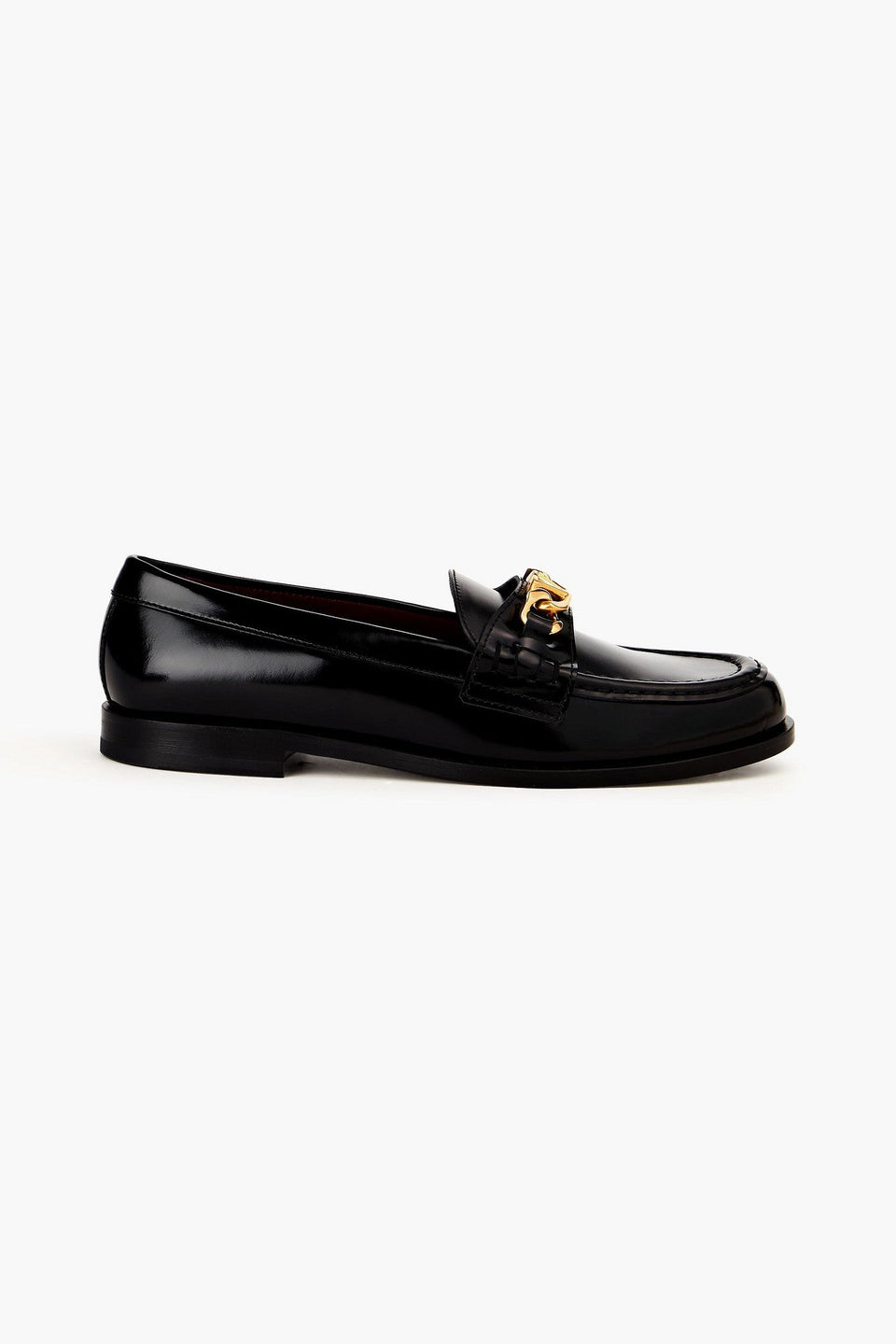 Valentino Garavani Vlogo Chain Leather Loafers Black Women's