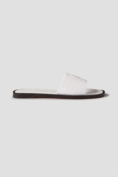 Christian Louboutin Cl Croc-Effect Patent-Leather Slides White Women's