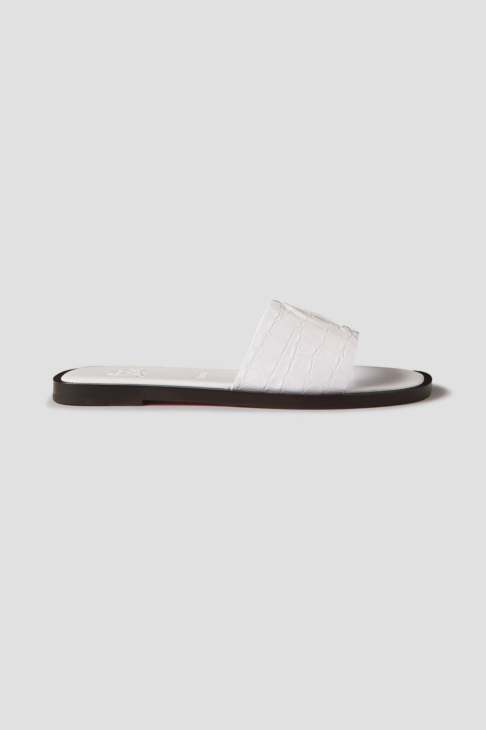 Christian Louboutin Cl Croc-Effect Patent-Leather Slides White Women's