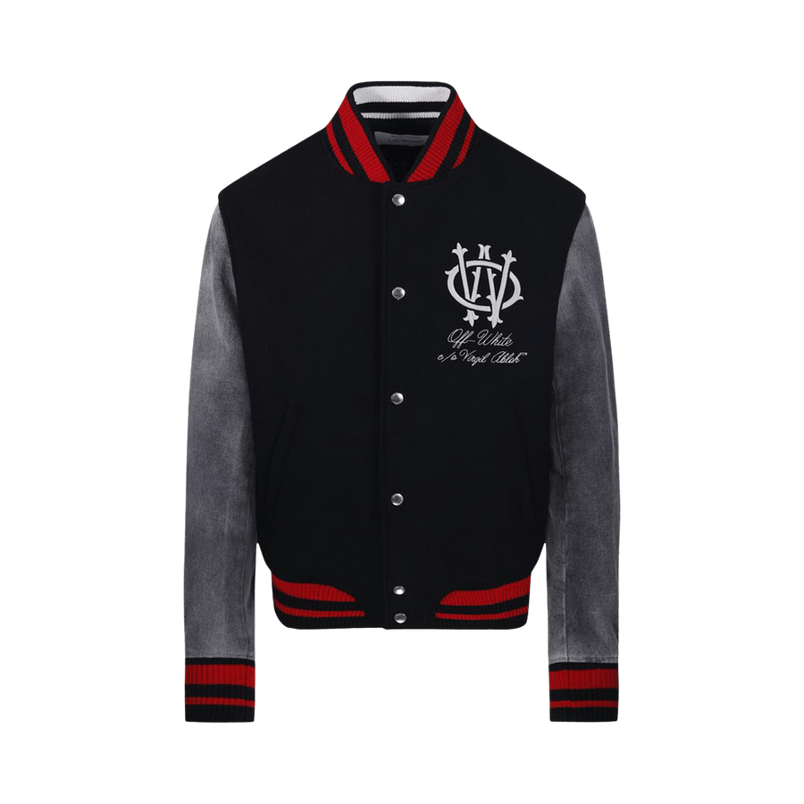 Off-White Gothinc Wool Regular Varsity Bomber Black/Red/Grey