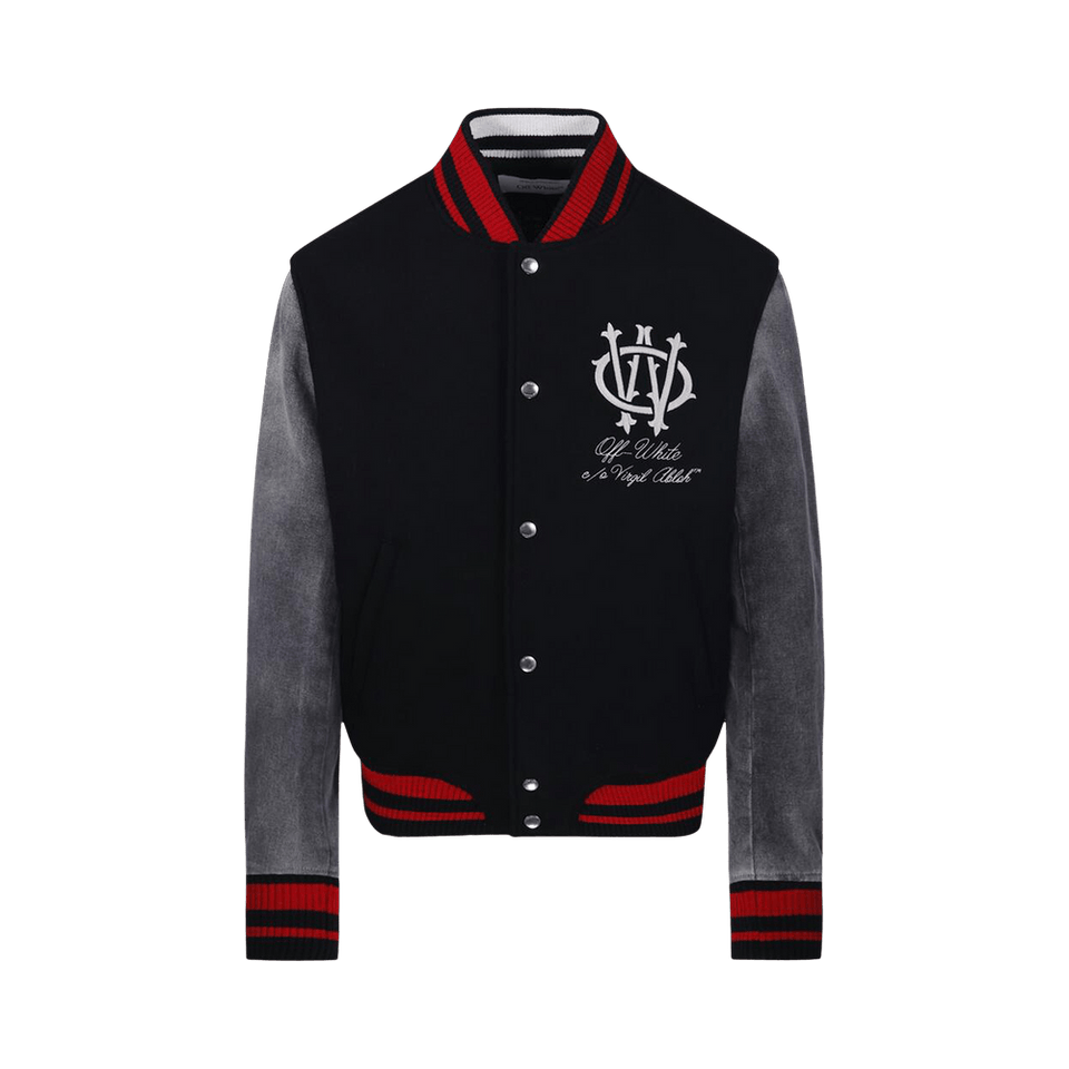 Off-White Gothinc Wool Regular Varsity Bomber Black/Red/Grey