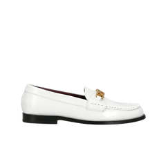 Valentino V-Logo Chain Calfskin Loafers White