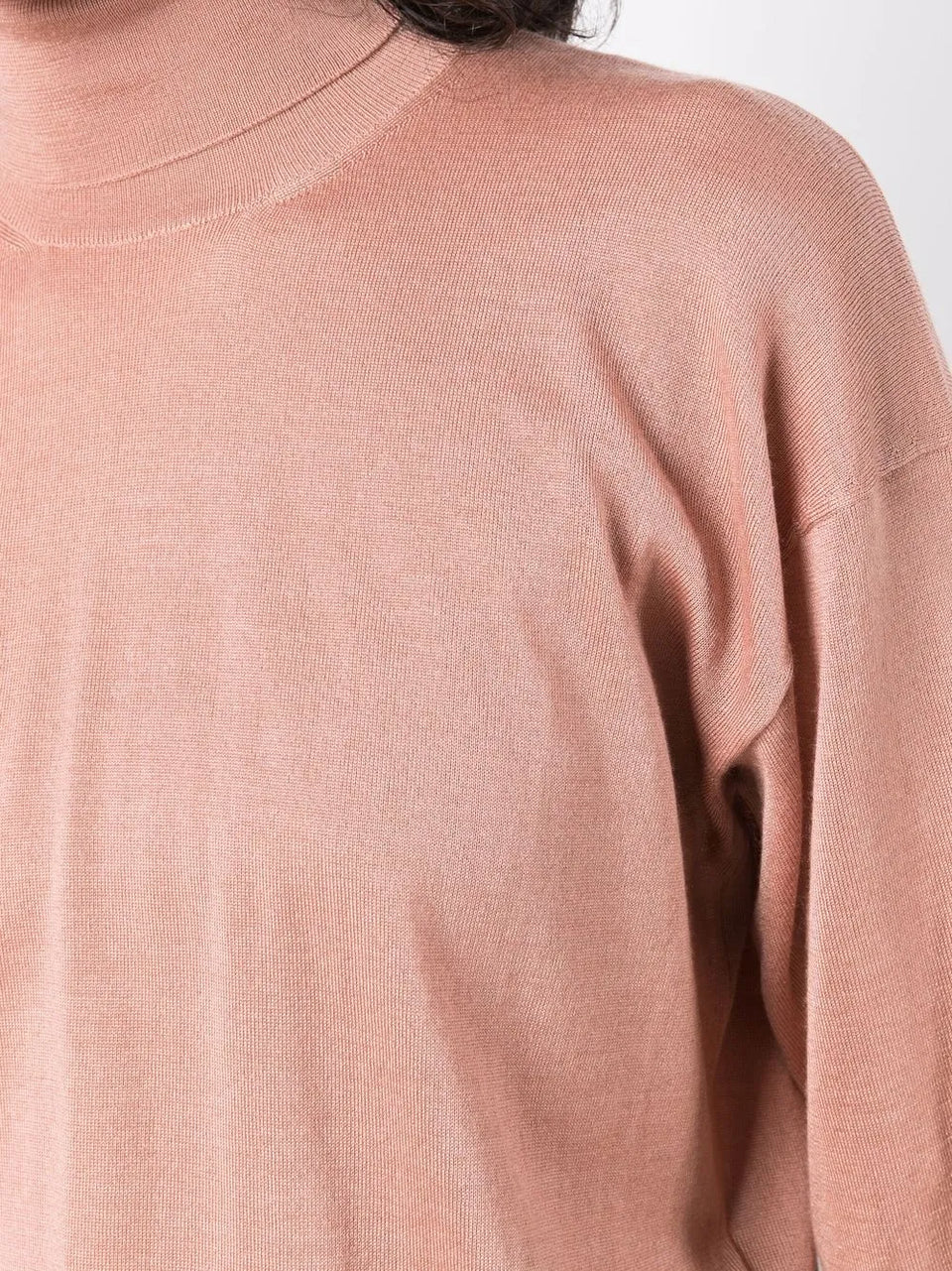 high-neck knitted long-sleeve top