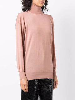 high-neck knitted long-sleeve top