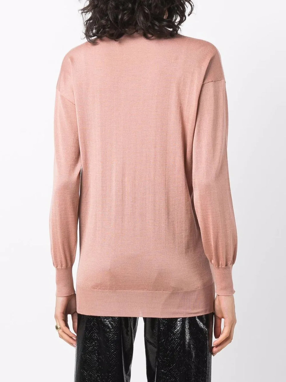 high-neck knitted long-sleeve top