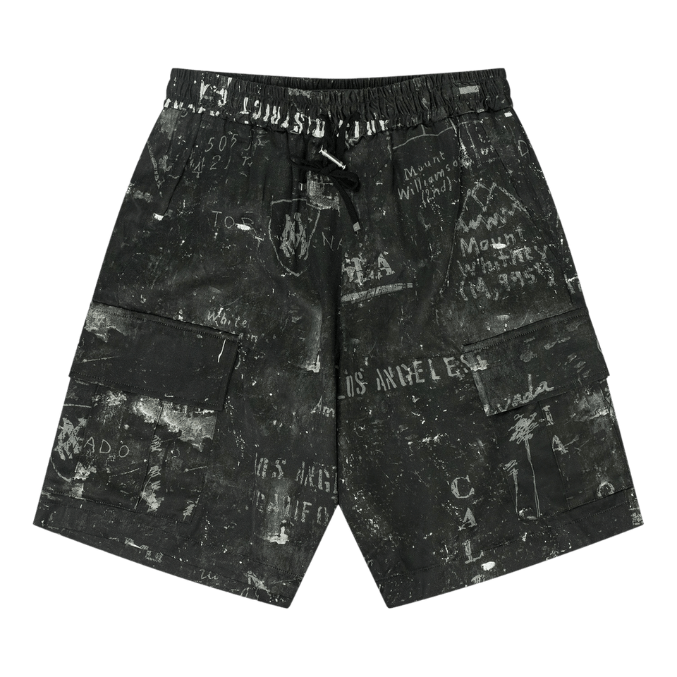 Amiri Army Stencil Cargo Shorts Black