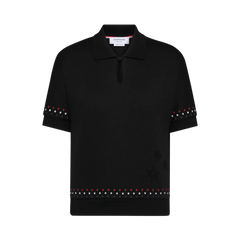 Thom Browne Stars & Snowflake Embroidery Polo Shirt Black
