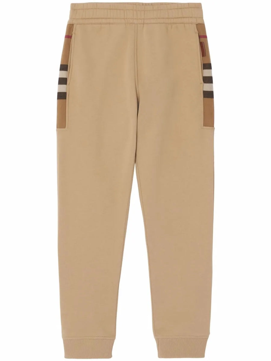check-pattern track pants