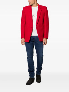 pinstripe-pattern single-breasted blazer