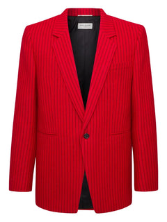 pinstripe-pattern single-breasted blazer