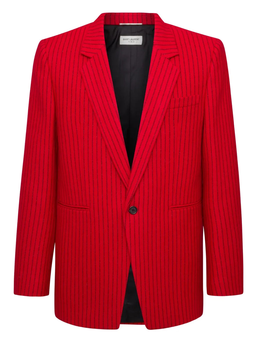 pinstripe-pattern single-breasted blazer