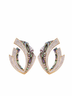 18kt yellow gold Mogra Blossom diamond and shell earrings
