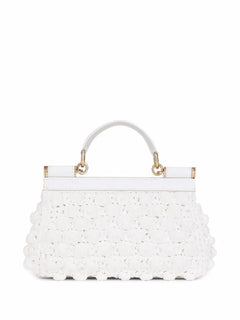 mini Sicily crochet raffia top-handle bag