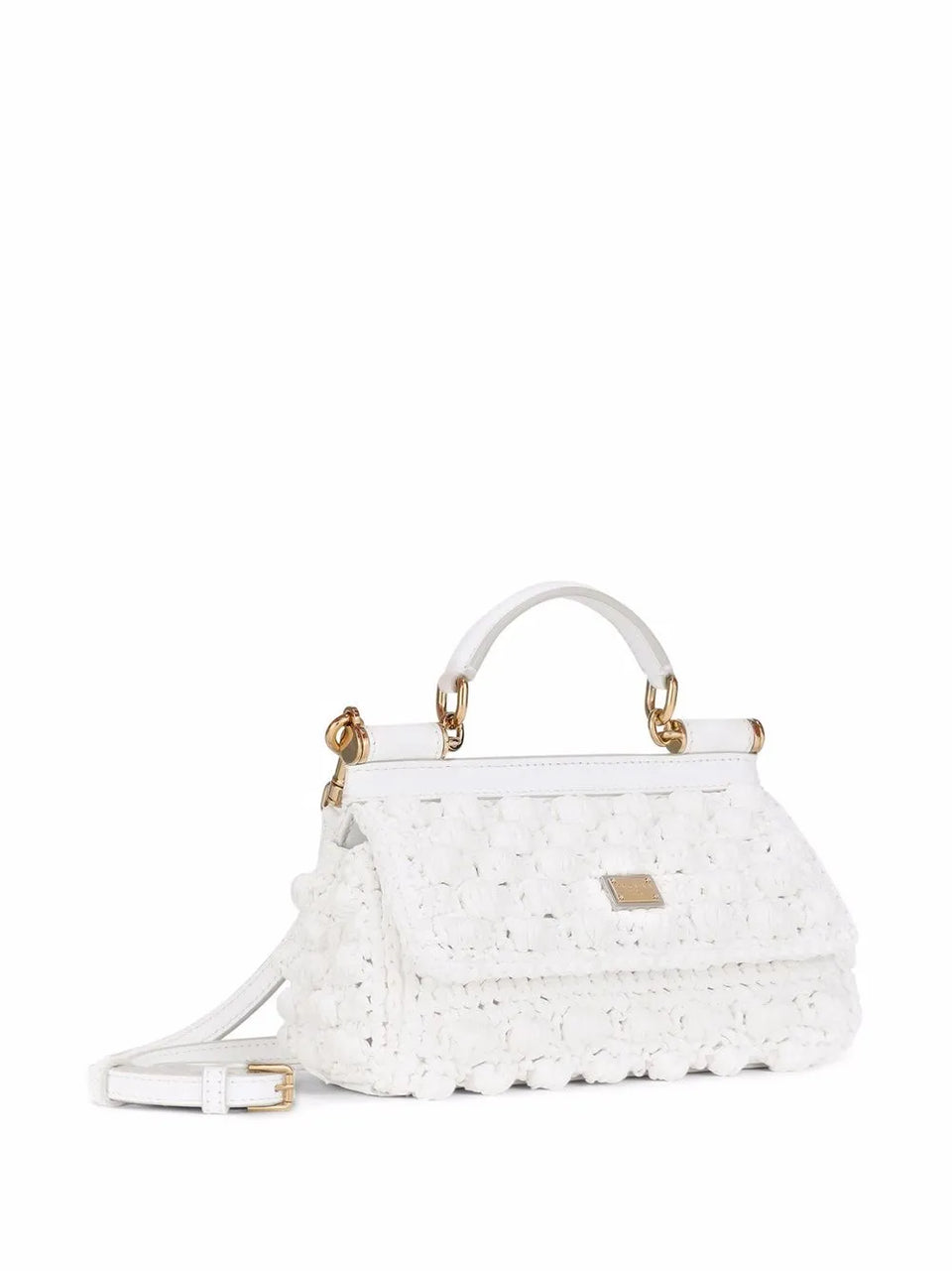 mini Sicily crochet raffia top-handle bag
