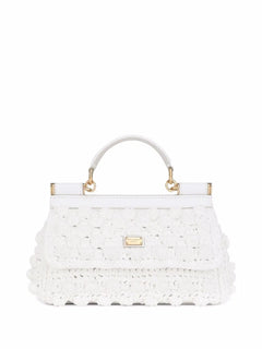 mini Sicily crochet raffia top-handle bag
