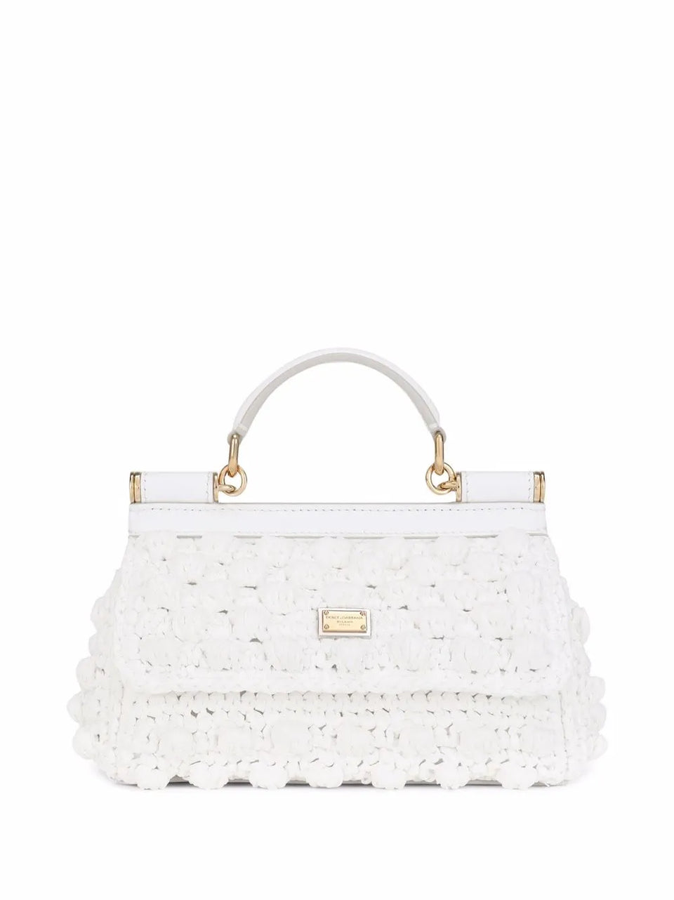 mini Sicily crochet raffia top-handle bag