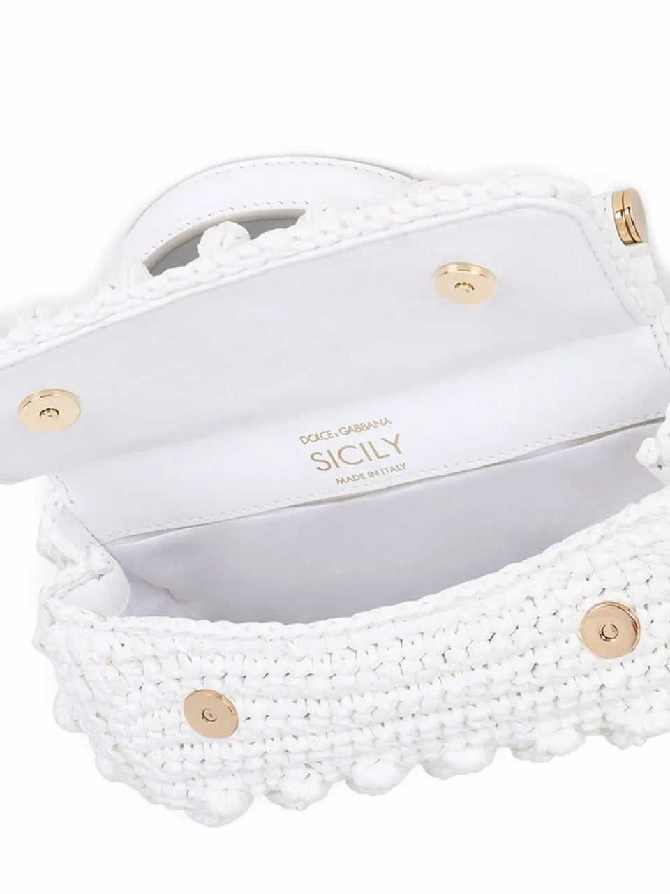 mini Sicily crochet raffia top-handle bag