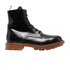 Alexander McQueen Lace-Up Ankle Boot Black Cedar Brown