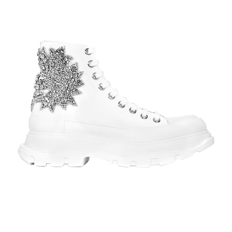Alexander McQueen Wmns Tread Slick Boot 'Crystal Cloud Embroidery - White'