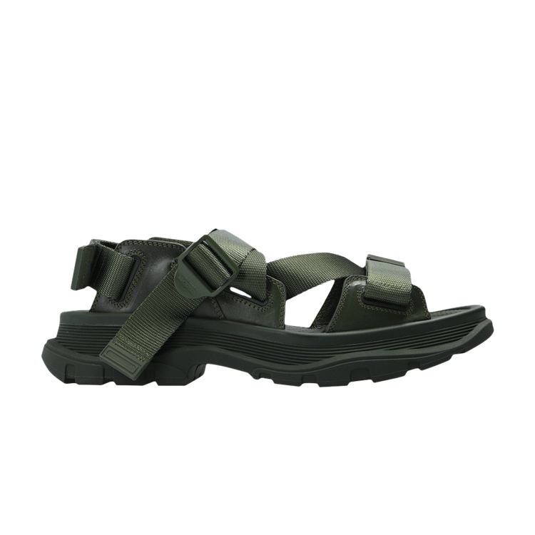 Alexander McQueen Strappy Leather Sport Sandal Khaki
