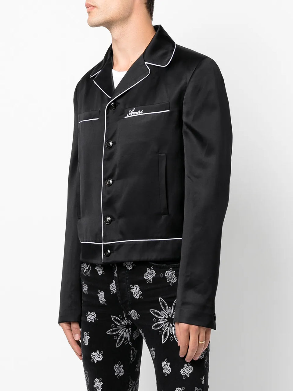 logo-print pyjama-shirt jacket