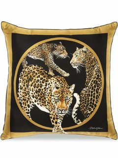 leopard-print silk cushion