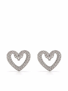 Una crystal-embellished heart earrings