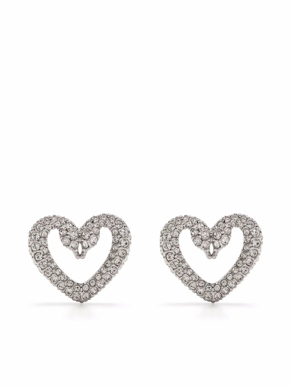 Una crystal-embellished heart earrings