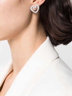 Una crystal-embellished heart earrings