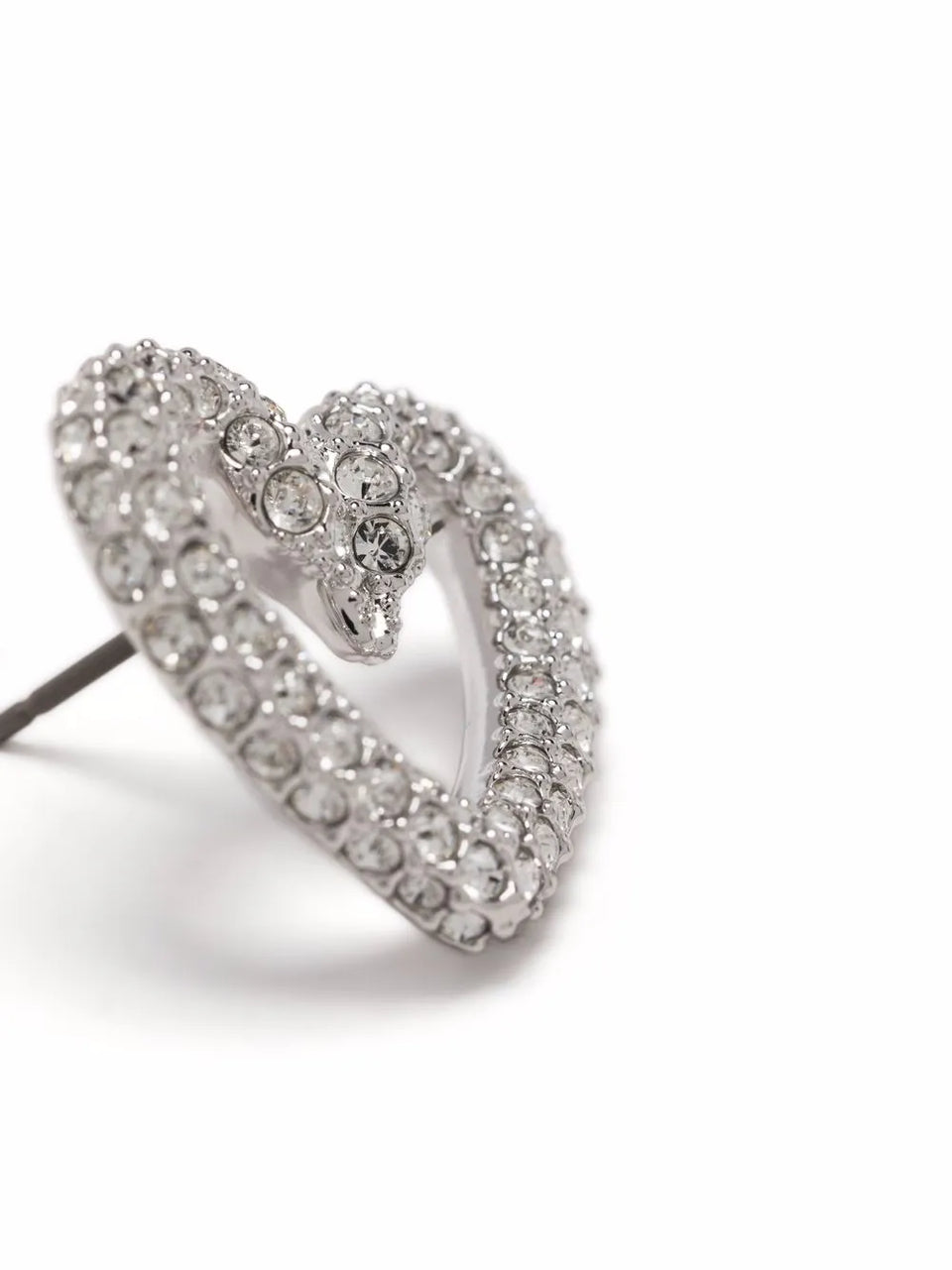 Una crystal-embellished heart earrings