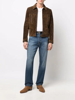 leopard-print suede jacket