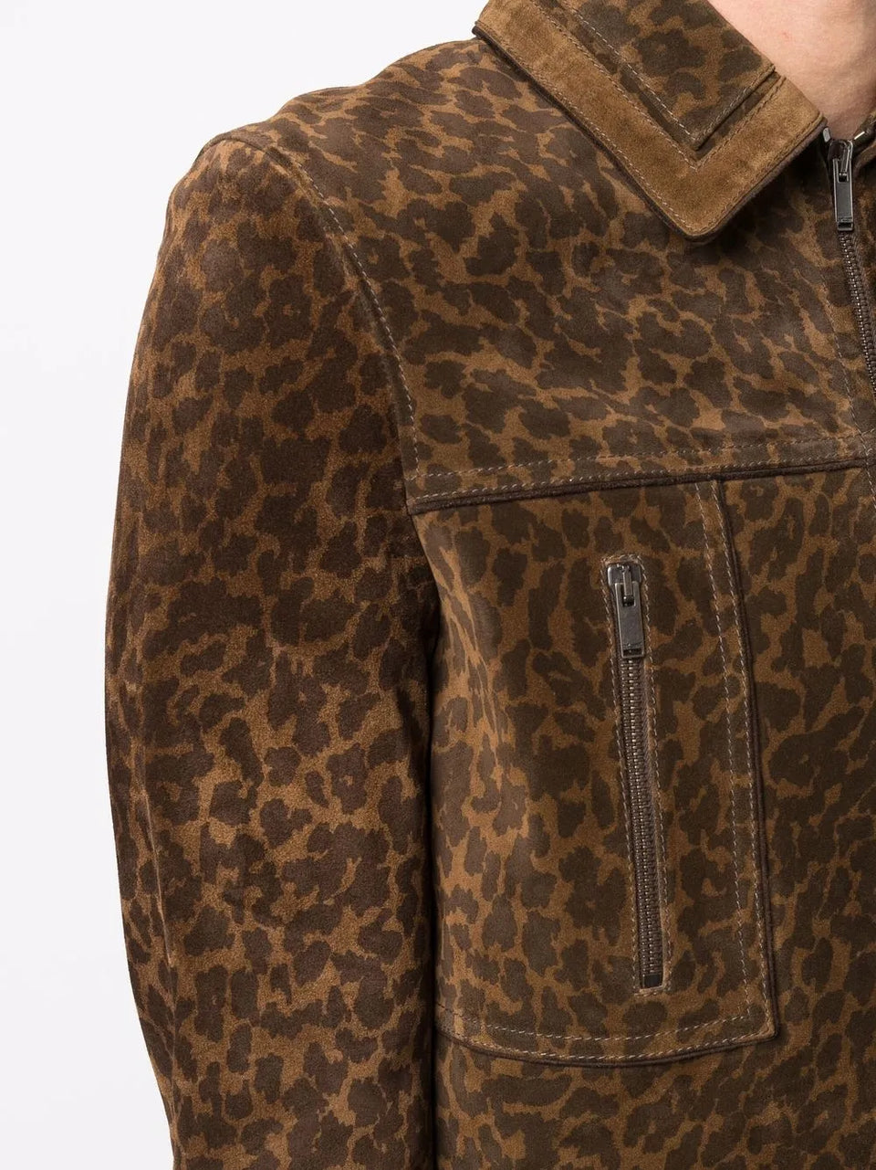 leopard-print suede jacket