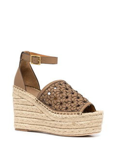 Basketweave espadrille wedges