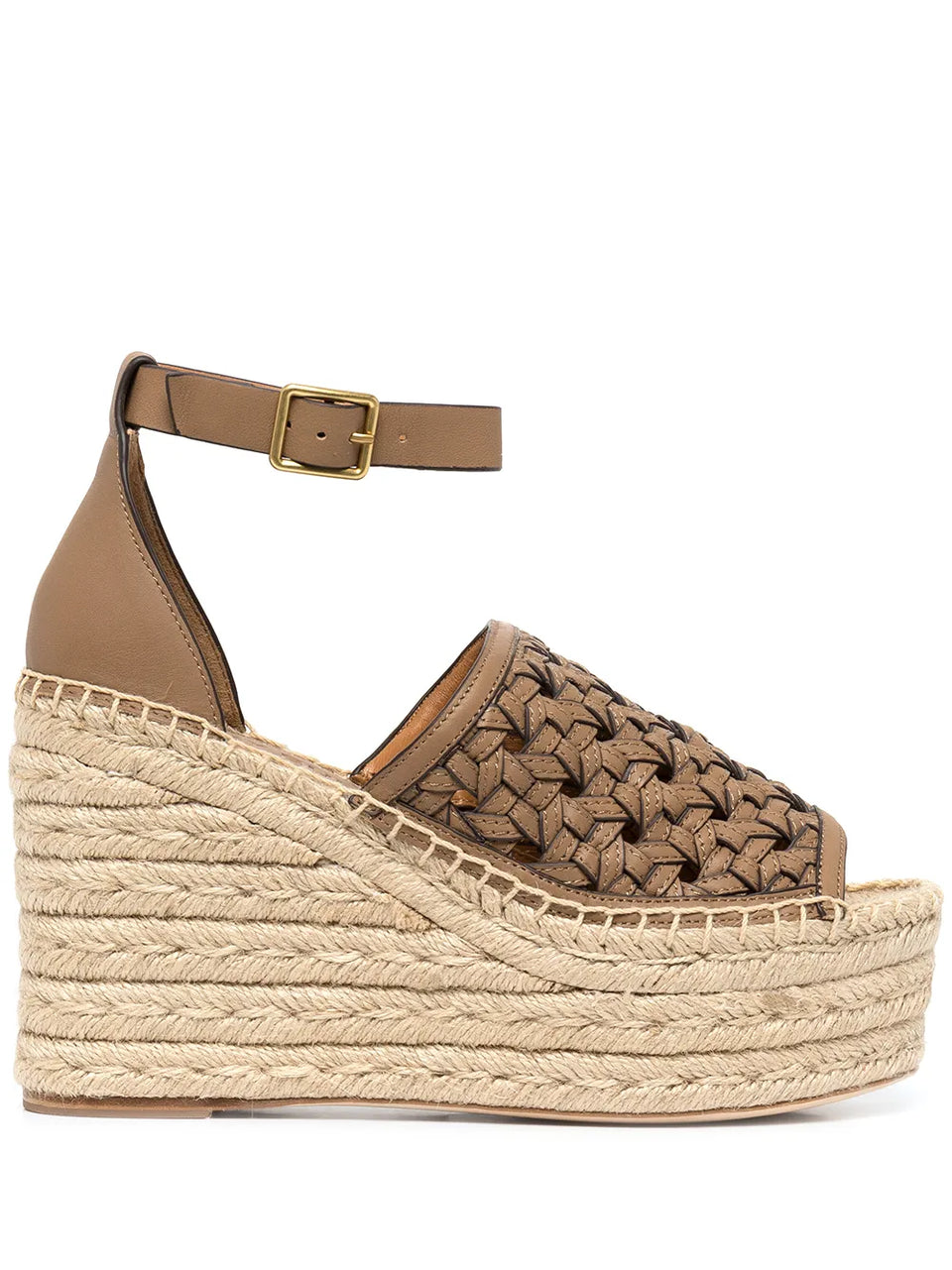 Basketweave espadrille wedges