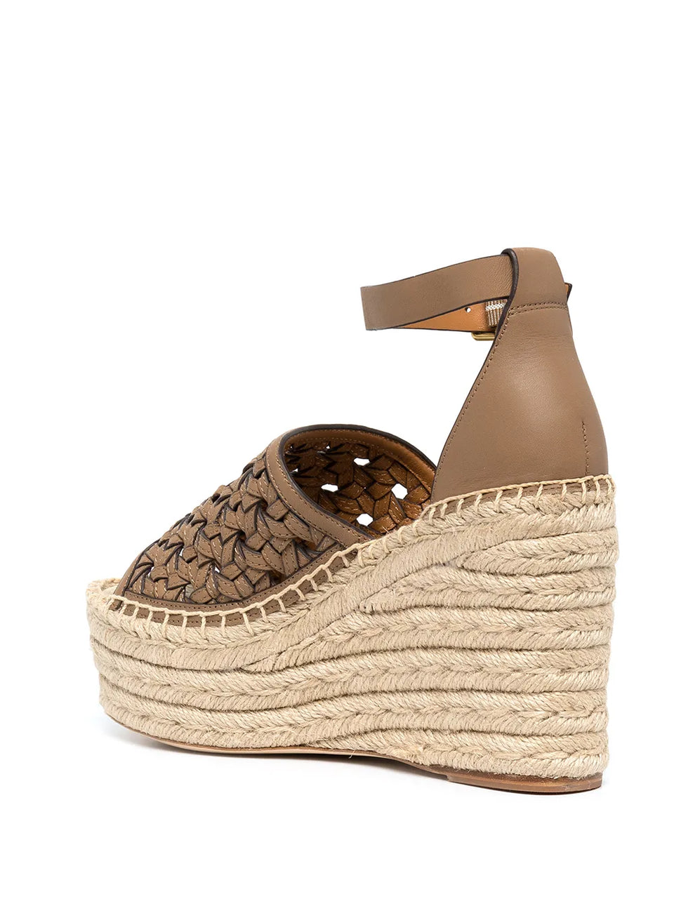 Basketweave espadrille wedges