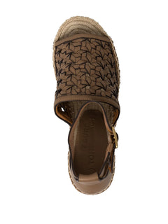 Basketweave espadrille wedges