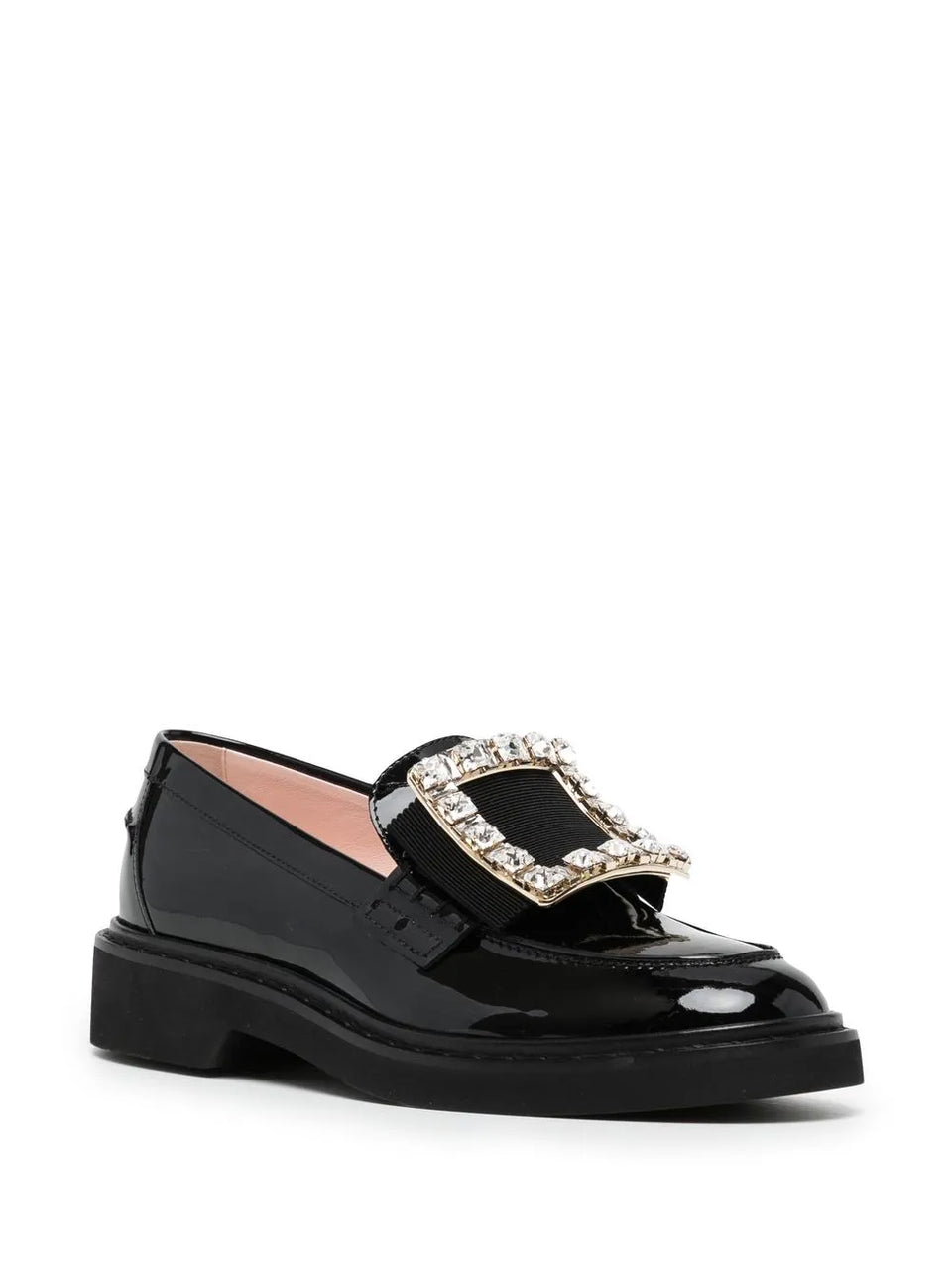 crystal-embellished patent leather loafers