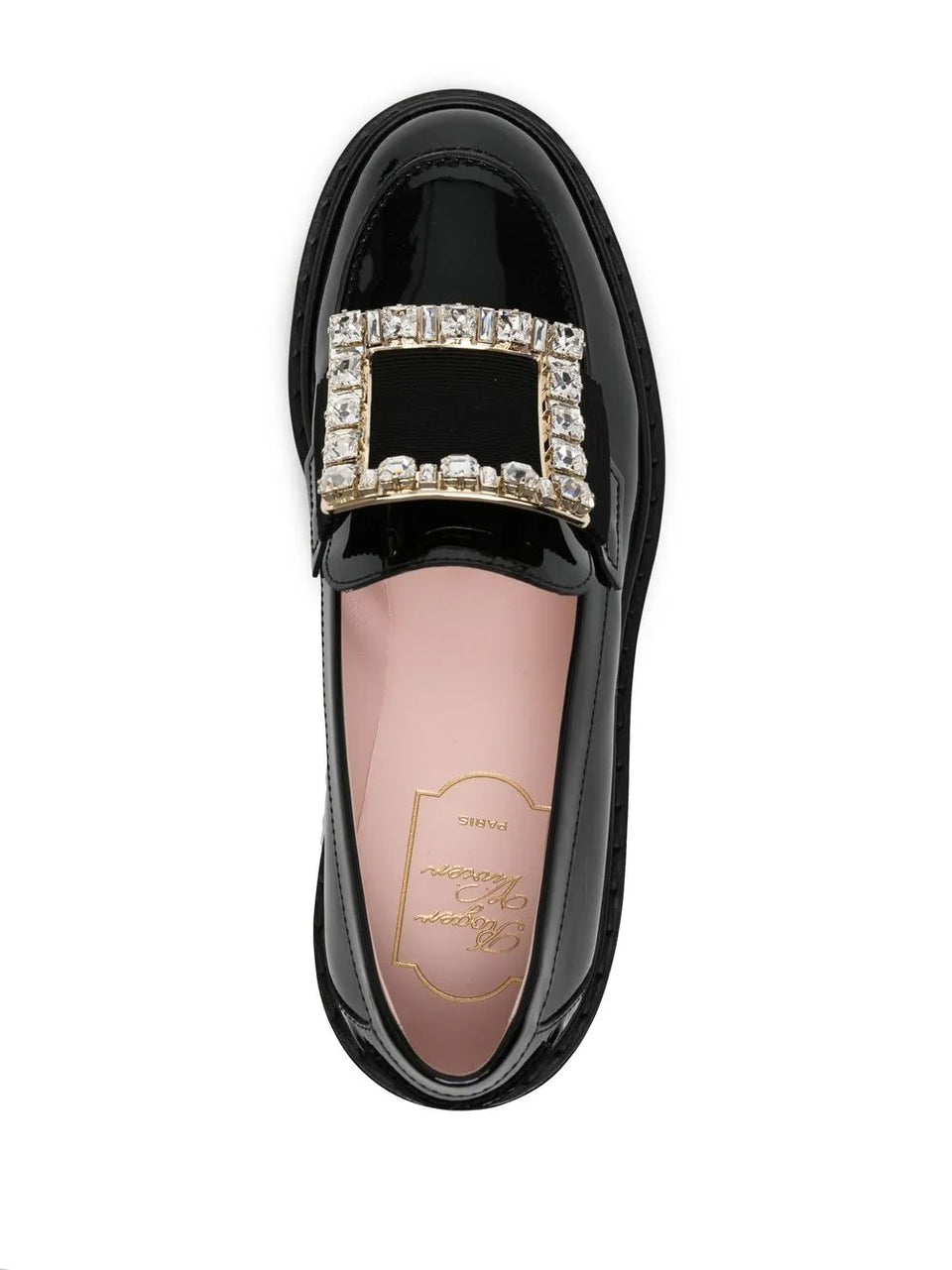 crystal-embellished patent leather loafers