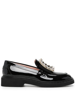 crystal-embellished patent leather loafers