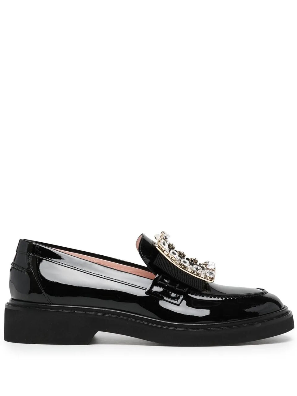 crystal-embellished patent leather loafers