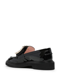 crystal-embellished patent leather loafers