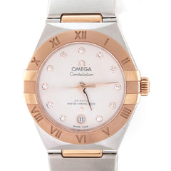 Omega Constellation Manhatten Co-Axial ø 29mm Stahl Roségold Silber Diamond B+P